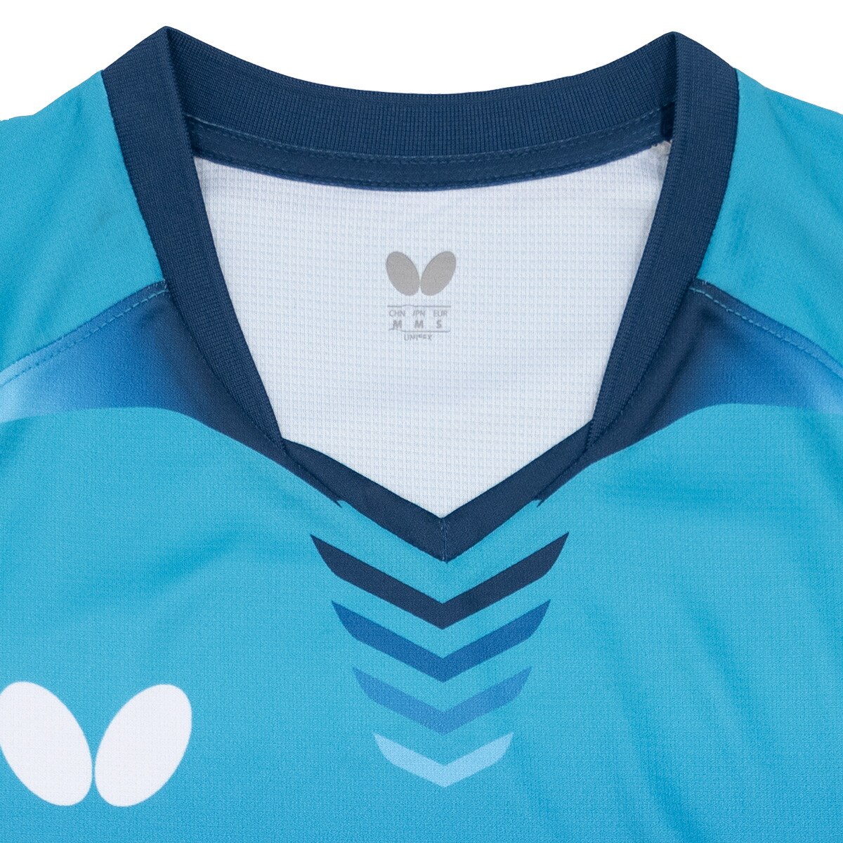 Butterfly Playce Shirt - Turquoise Neck Close Up